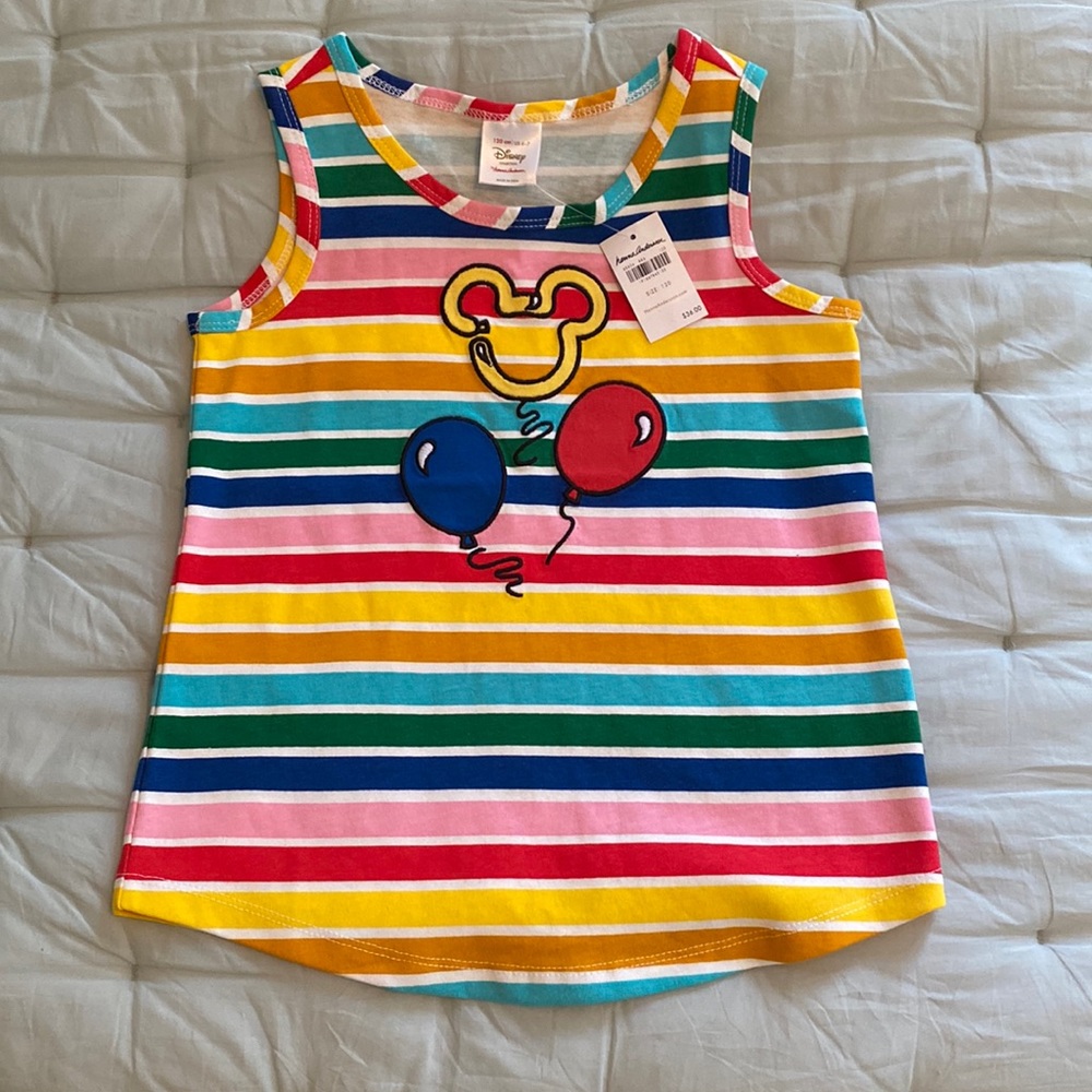 NWT Hanna Andersson Disney Mickey Mouse Stripes Tank Top Sz 6-7 120